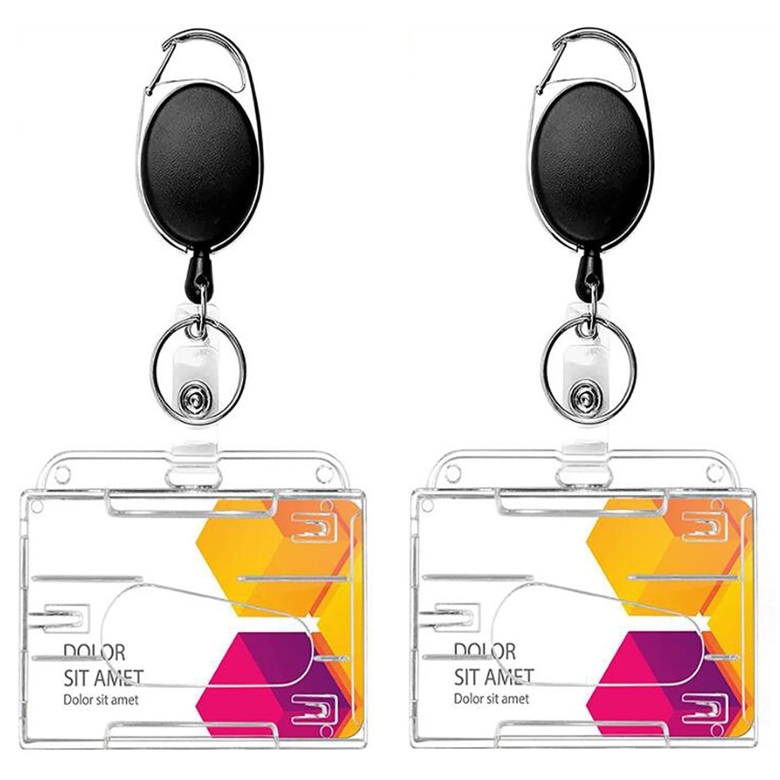 GOODCHI リール式吊下げ名札 IDカードホルダー クリップ式オンリール 伸縮リール式 透明 プラスチック ネームホルダー 社員証 名刺 通勤 通学 セット 格納式バッジリール