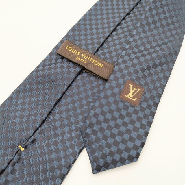 VUITTON チェック柄 LV刺繍 🌽 シルク 【】 イタリア製 ネクタイ