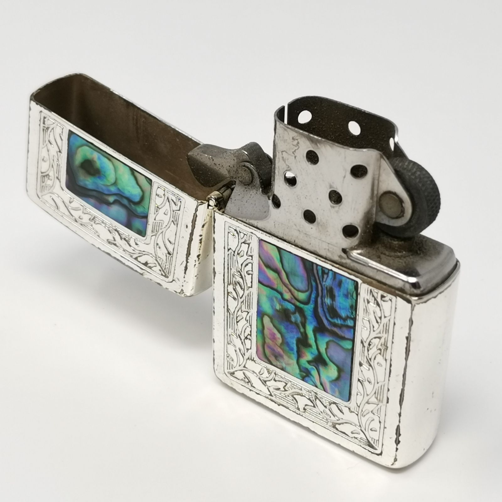 ジッポー ライター シェル シルバー 火花 済み 貝貼り 管理番号KKVUKO297