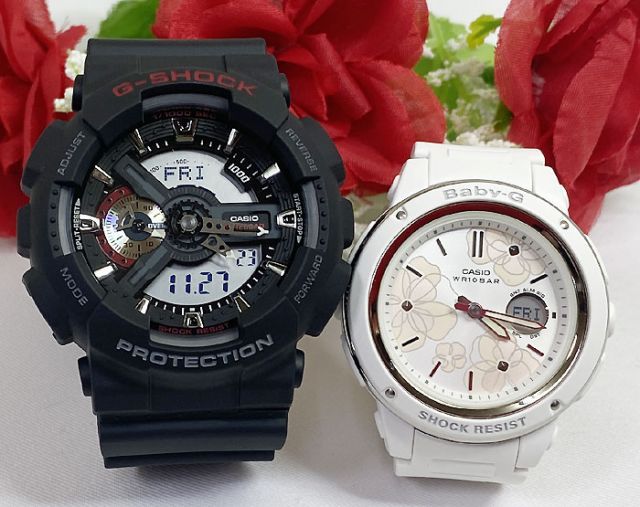 恋人たちのGショック　ペアウォッチ G-SHOCK BABY-G ペア腕時計 カシオ 2本セット  アナデジ GA-110-1AJF BGA-150FL-7AJF  プレゼント   ラッピング無料  メッセージカード手書きします 