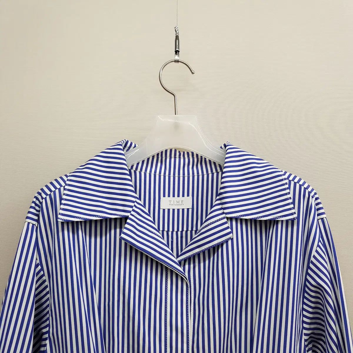 The HANDSOME TIME タイム TIME ストライプ コットン ロング シャツ ワンピース F サイズ