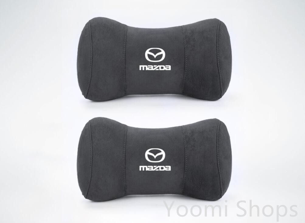 【新品未使用】新品マツダロゴ入りき 車用記憶 通気性弾性 ネックパッド スエード素材 ネックパッド 汎用 車載首枕 ヘッドレスト 首用クッションcp65