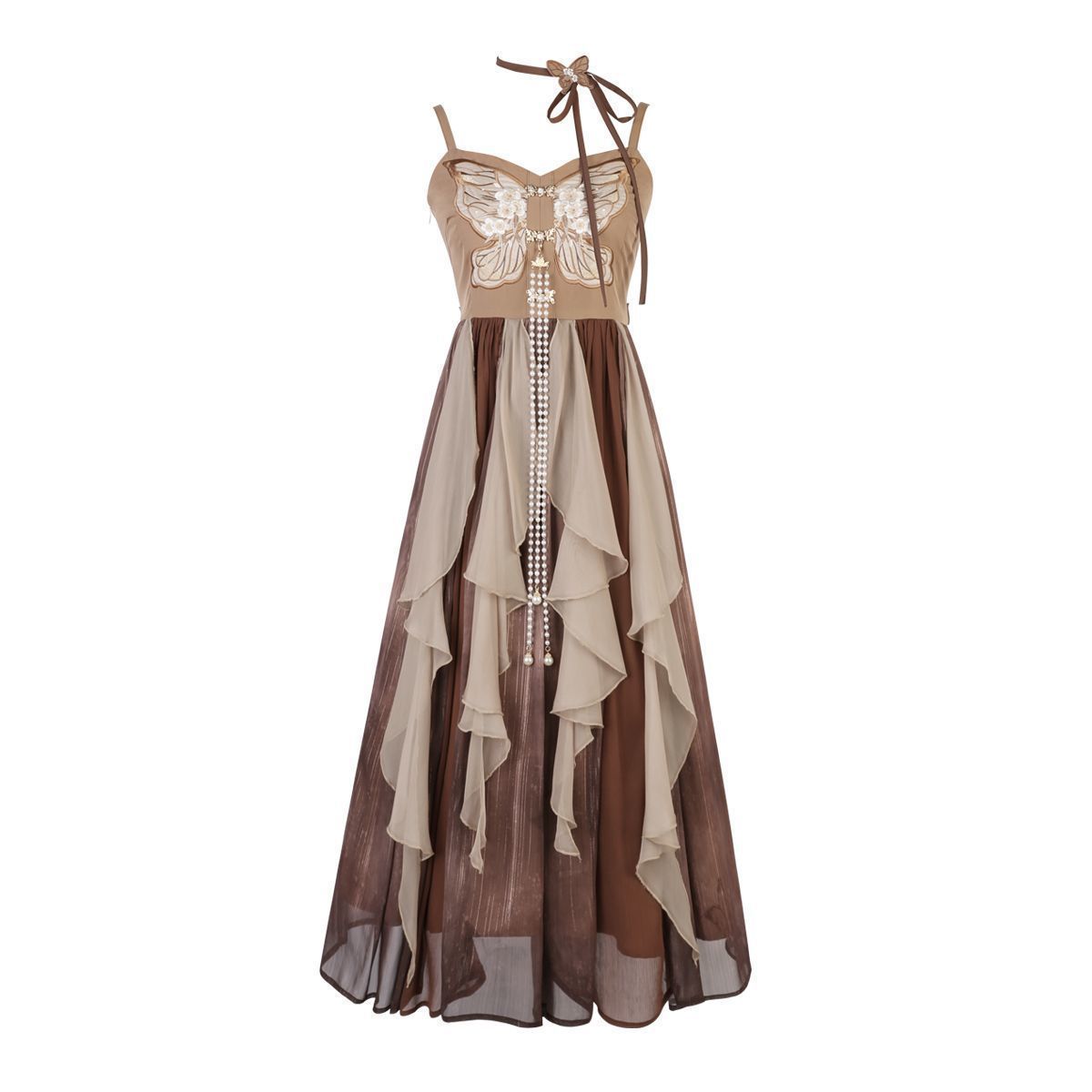 豪華刺繍デザイン 中国風  オリジナルデザイン「迷蝶」改良漢元素×ロリータドレス 長袖トップス+不規則デザインスカート+首飾り付き 秋限定セット 高品質 軽ラグジュアリー 撮影会・イベント用 可愛いエレガント 新品未使用 漢服 豪華刺繍デザイン 中国風 オリジナルデザイン「迷蝶