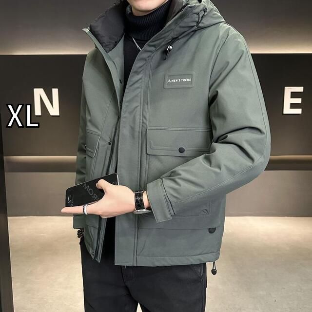 XL 秋冬 コーデ メンズ 服 シンプル ファッション オシャレ 大人 かっこいい 大きいサイズ ストリート 紳士服 軽 薄手 ダウン ジャケット フード付き 厚手
