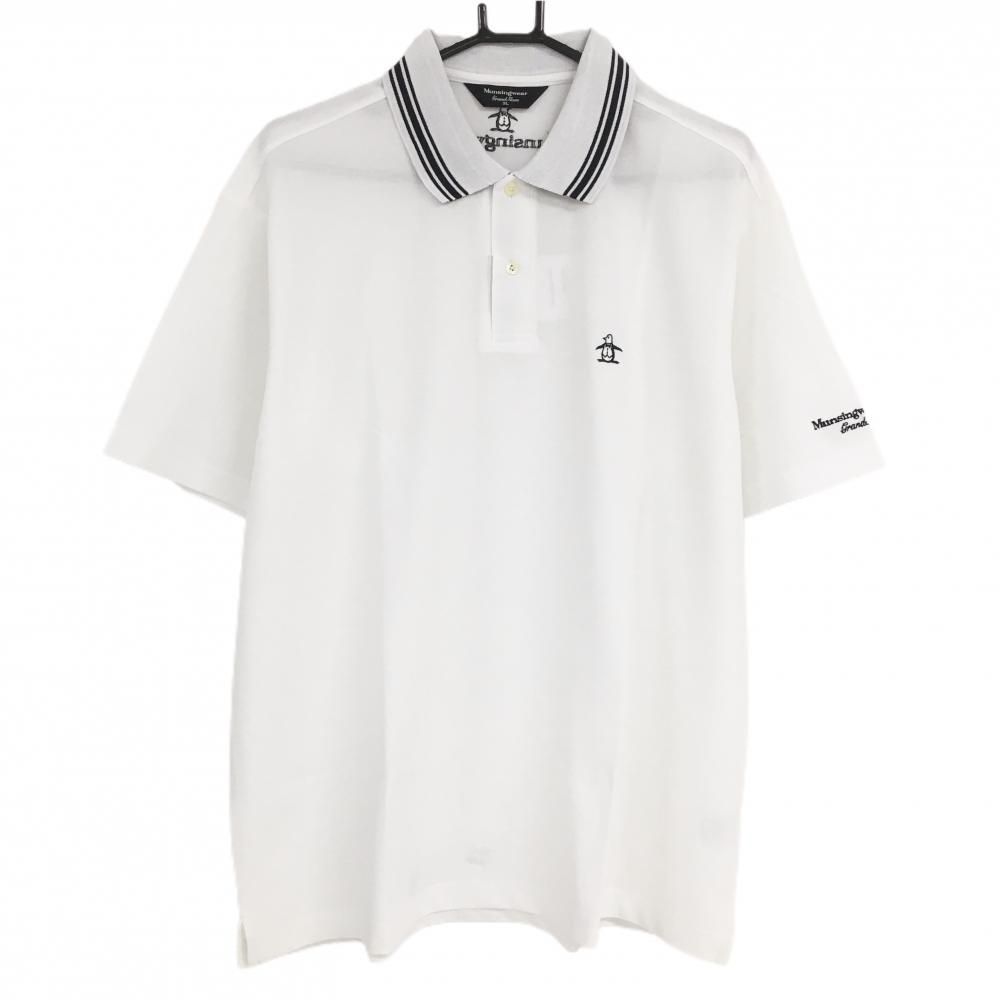 特価【新品】マンシングウェア 半袖ポロシャツ 白×黒 ロゴ刺しゅう メンズ 3L ゴルフウェア 大きいサイズ Munsingwear
