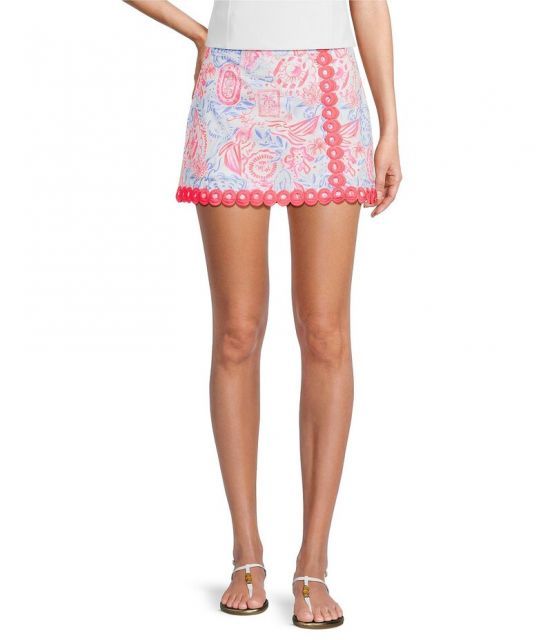 【送料無料】 リリーピュリッツァー レディース スカート ボトムス Michelina Lil Sun Sea Sand Print Mini Skort Resort White