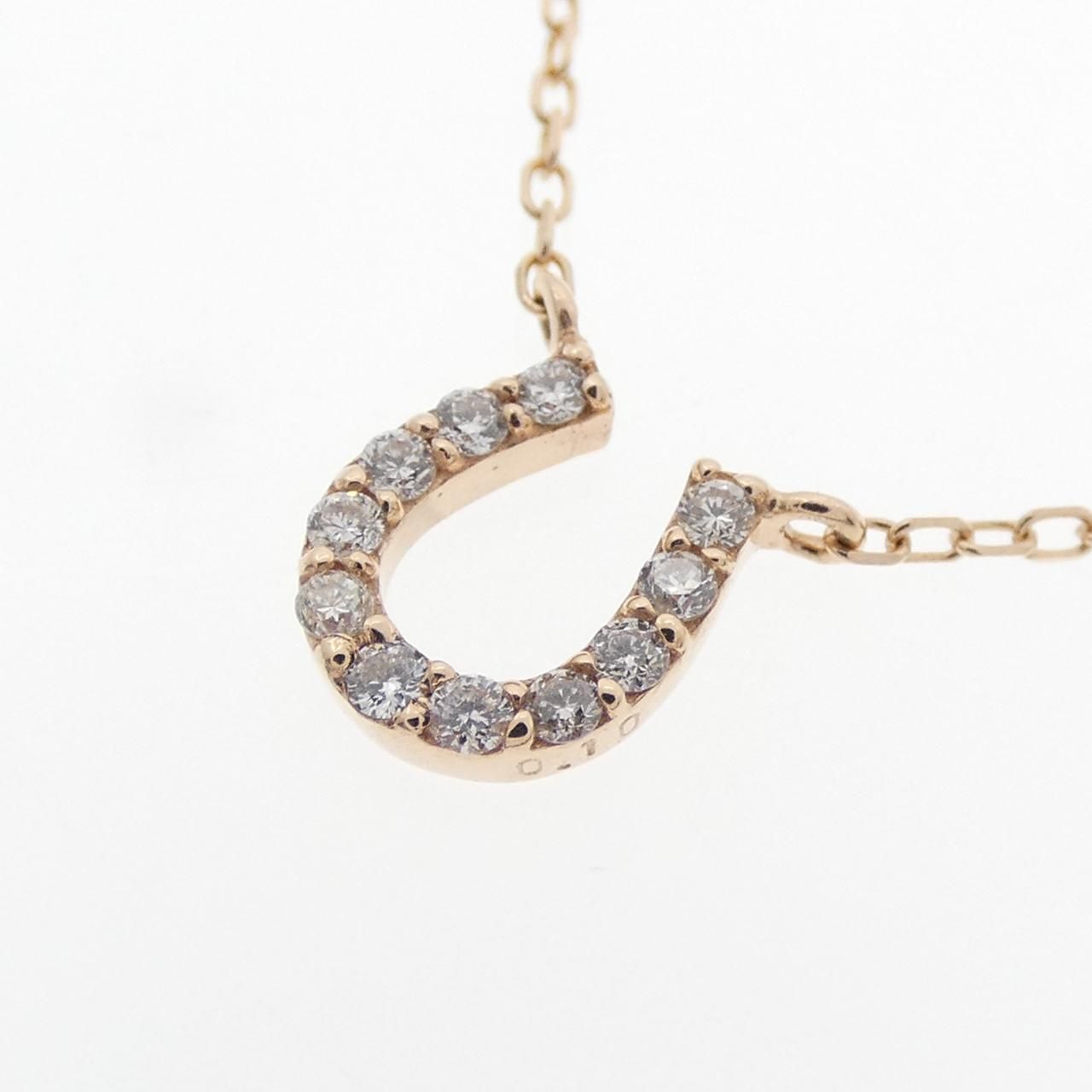K10PG ホースシュー ダイヤモンド ネックレス 0.10CT - メルカリ