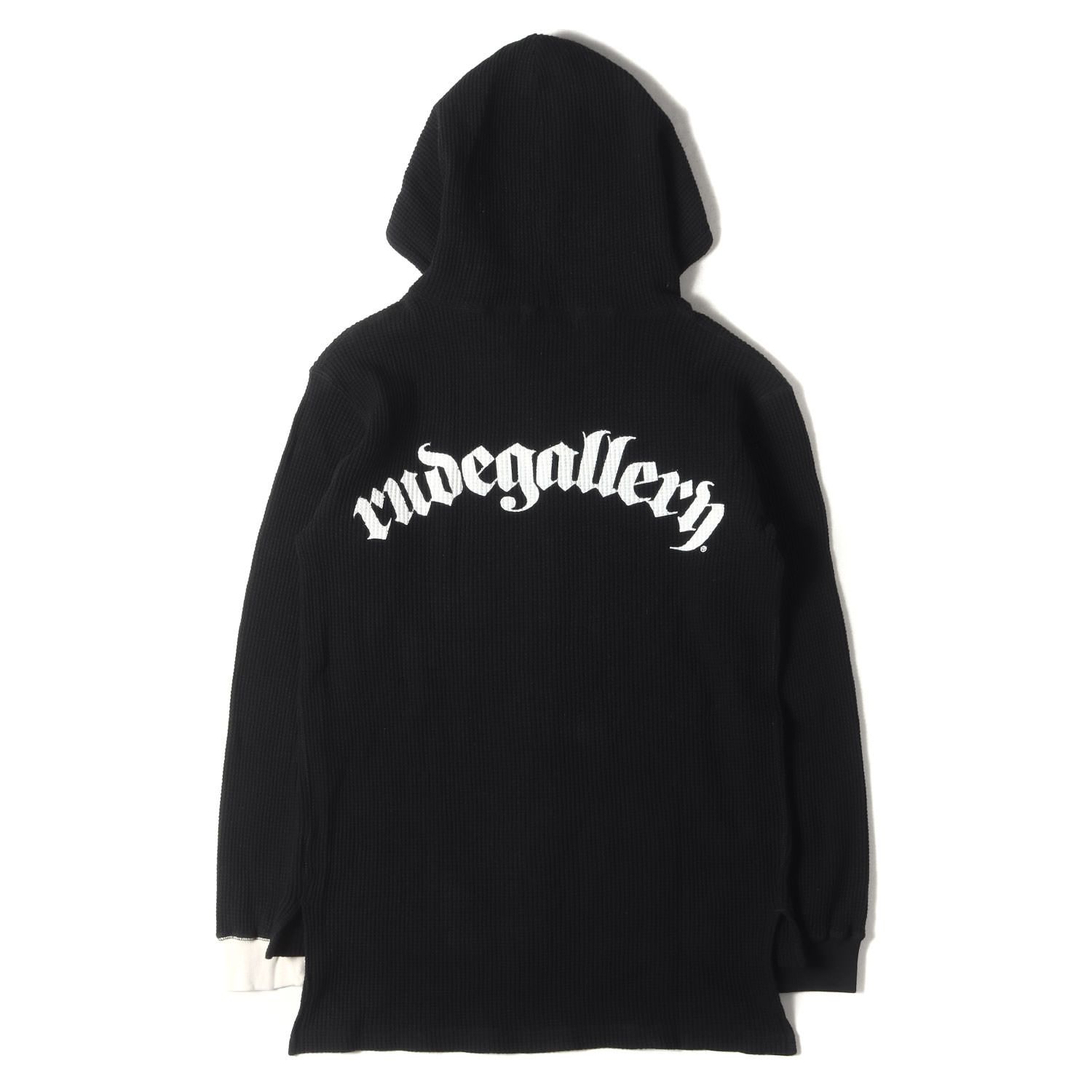 RUDE GALLERY ルードギャラリー パーカー サイズ:2 / 20AW バックロゴ サーマル フルジップ パーカー / ブラック 黒 / トップス フーディー ロングシルエット【メンズ】【中古】