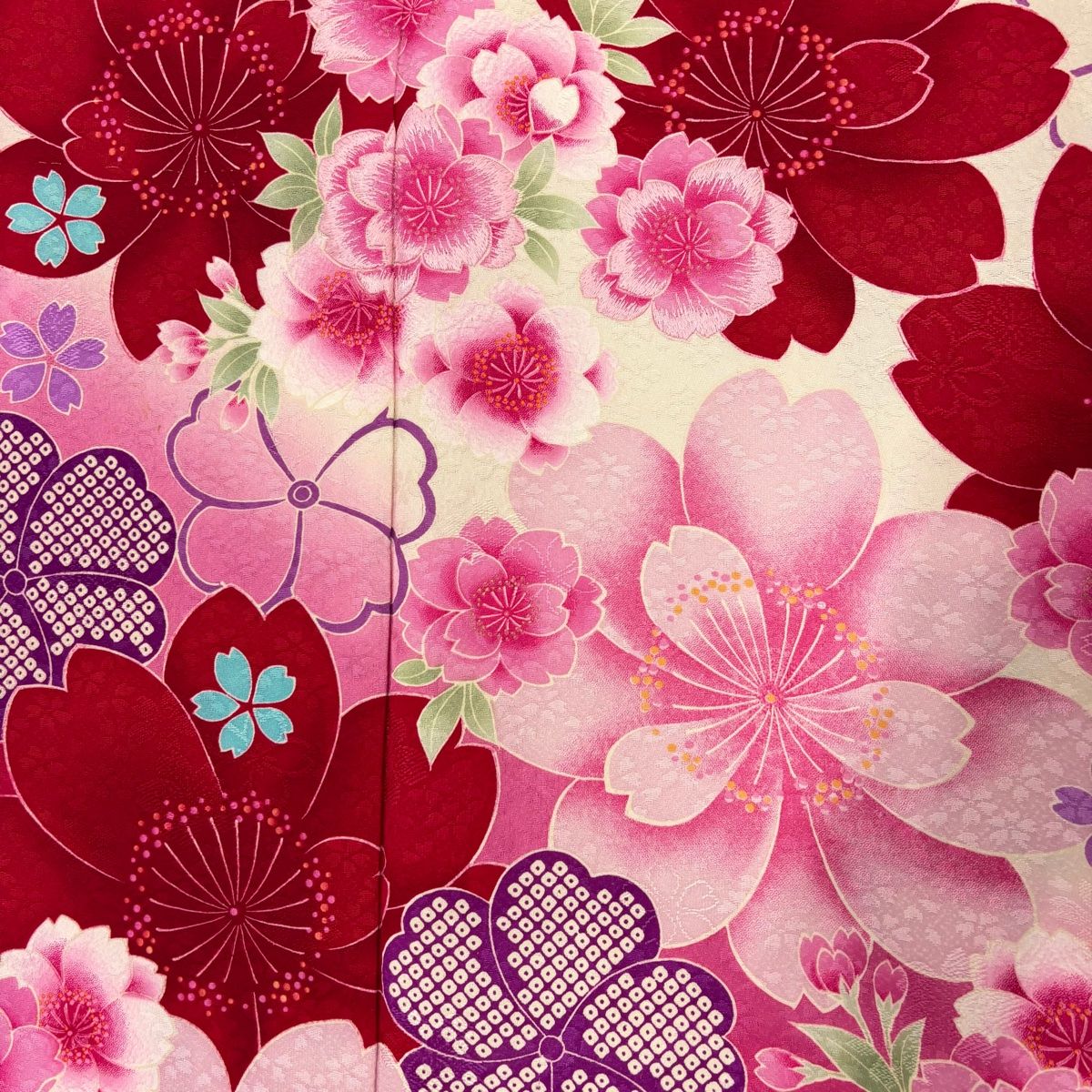 振袖 身丈155cm 裄丈69cm L 袷 山本寛斎 落款 桜 刺繍 金彩