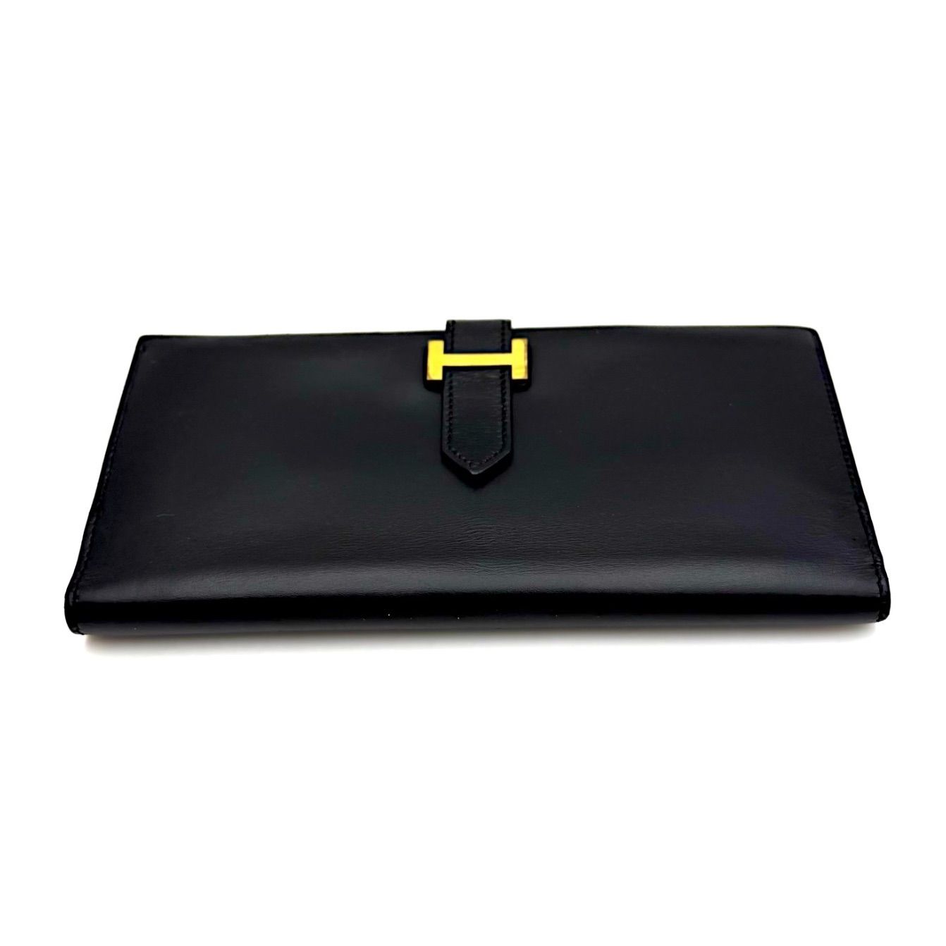 HERMES 美品 ベアン エプソン ブラック 長財布 □Q刻印 HERMES エルメス 長財布 ベアンスフレ 黒 (ブラック) エプソン