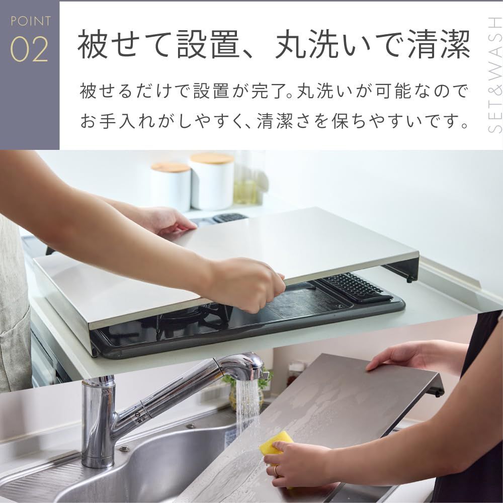 ガスコンロカバー ガスコンロ カバー 猫 ステンレス 3口用 排気