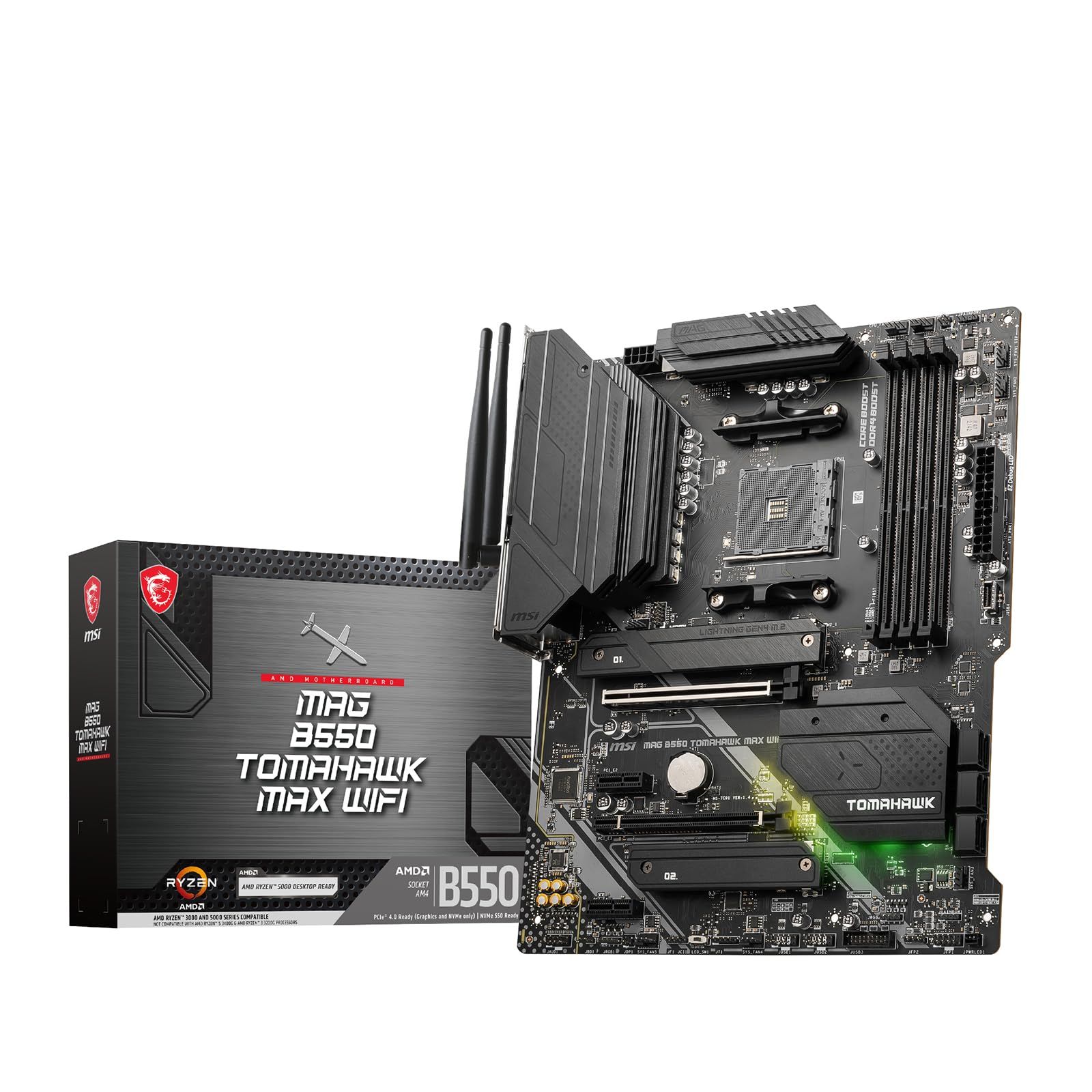 MSI マザーボード MAG B550 TOMAHAWK MAX WIFI AMD B550 ATX 2025年発売 組み立て簡単 IOパネル取り付け済み Wi-Fi 6E通信対応 Ryzen 5000対応 MB6469