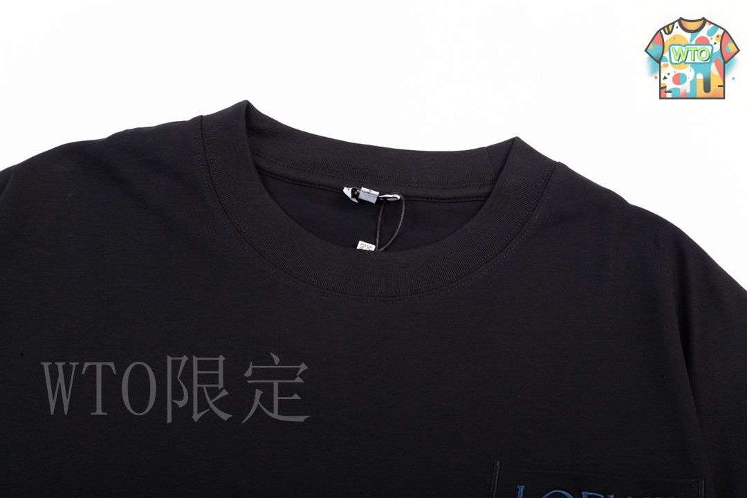 今日特価】LOEWE ポケットカラーブロック刺繍黒 T シャツ-3