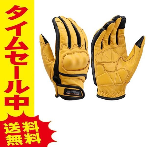 【色: イエロー】デイトナDaytona バイク用 グローブ 春夏秋 本革牛革