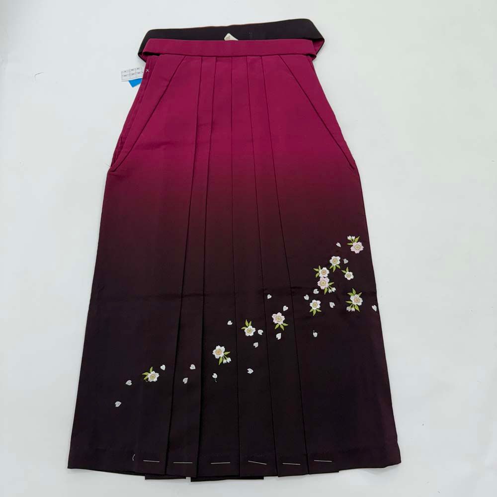 袴 S size 紐下丈87cm 行灯袴 卒業袴 女性用袴 ぼかし 刺繍 エンジ ピンク 4693