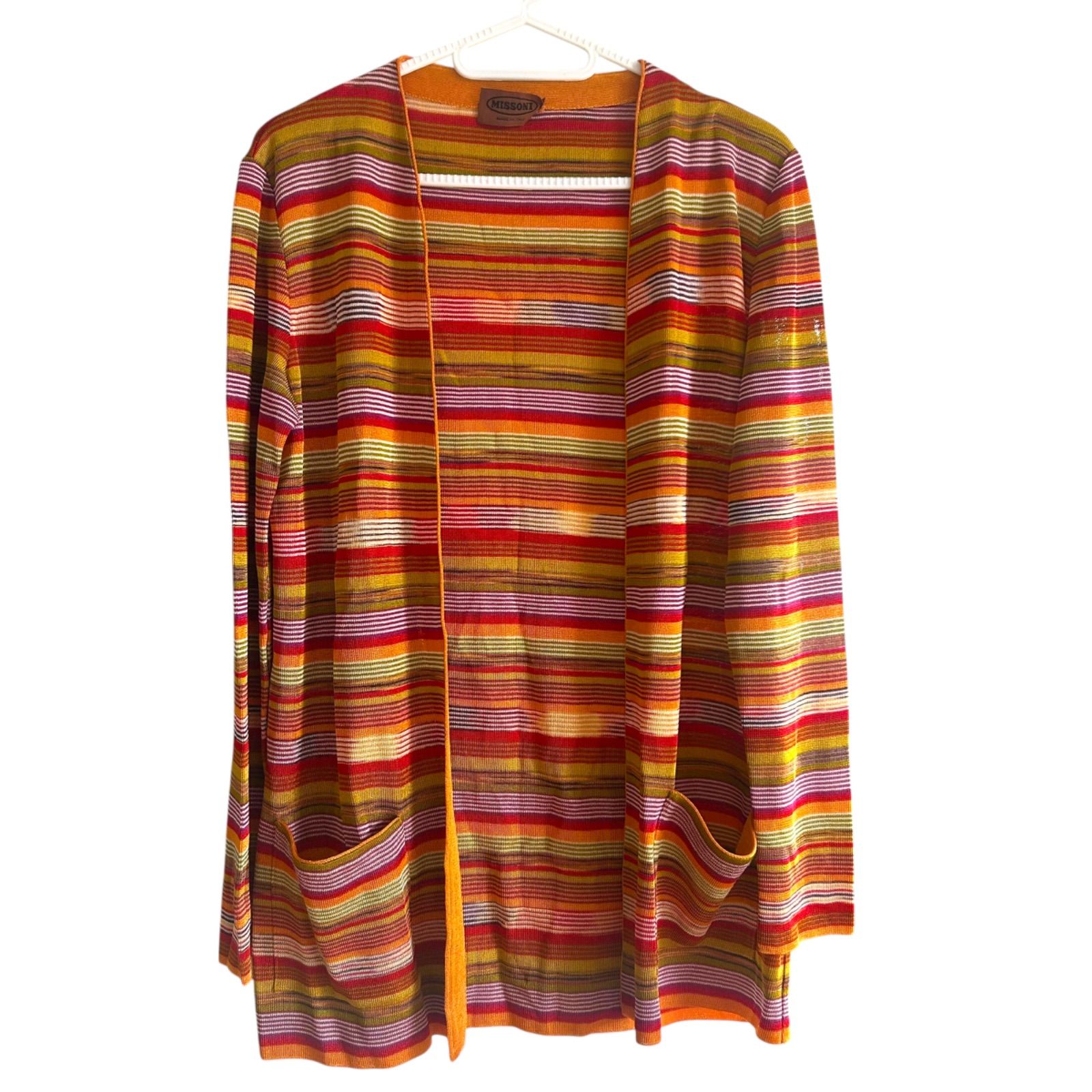 Z1408 MISSONI ミッソーニ ボーダー柄カーディガン オレンジ