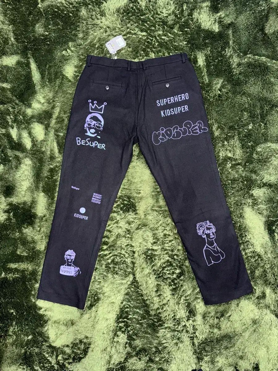 XL kidsuper キッド・スーパー 刺繍 ウール トラウザー スラックス 黒 