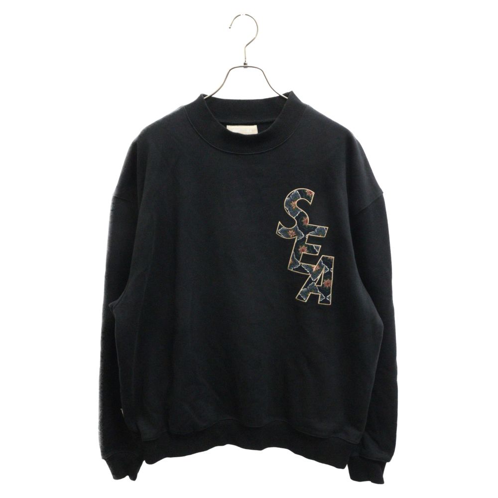 新品.未使用.希少.ウィンダンシー　WINDANDSEA 刺繍ロゴ スエット黒 WIND AND SEA ウィンダンシー 刺繍ロゴ クルーネックスウェット