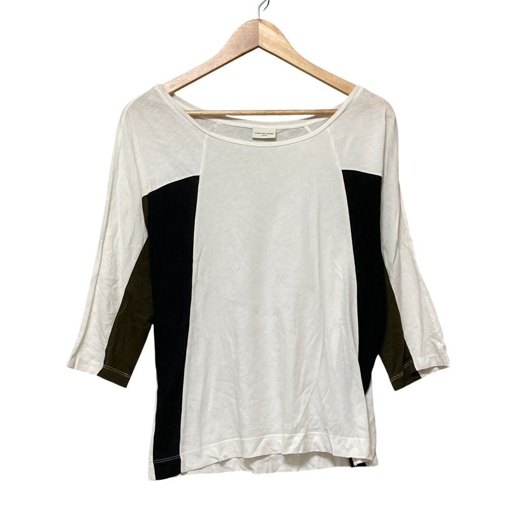 DRIES VAN NOTEN ドリスヴァンノッテン ブロック 七分袖 カットソー プルオーバー S ホワイト系 レディース 古着