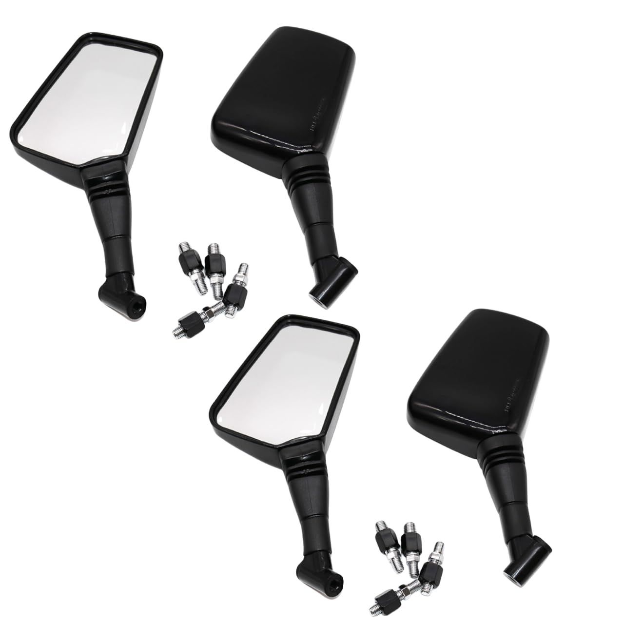 新品 karim バイク ミラー スクエア 角型 8mm 10mm 汎用 ナポレオンミラー 正ネジ 左右セット オートバイ ハンドル 鏡 サイド 原付 スクーター 黒 (ブラック×2)