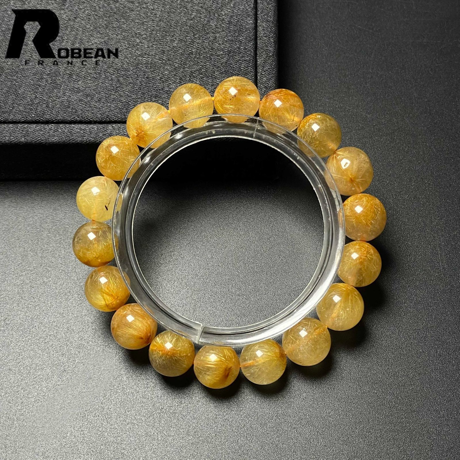 EU製 定価11万円 ROBEAN ガーデンフラワータイチンルチル ブレスレット パワーストーン 天然石 金運 お守り プレゼント 10.7-11.4mm M1015726