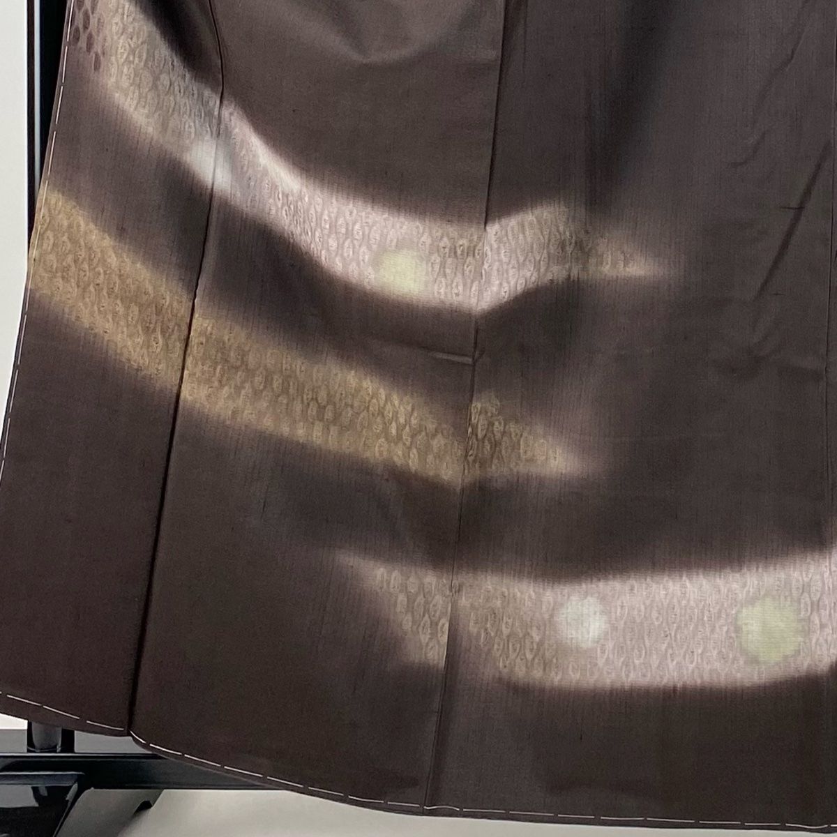 訪問着 身丈160.5cm 裄丈63cm S 袷 紬地 やまと 背抜き 幾何学模様 ぼかし柄 焦茶色 正絹