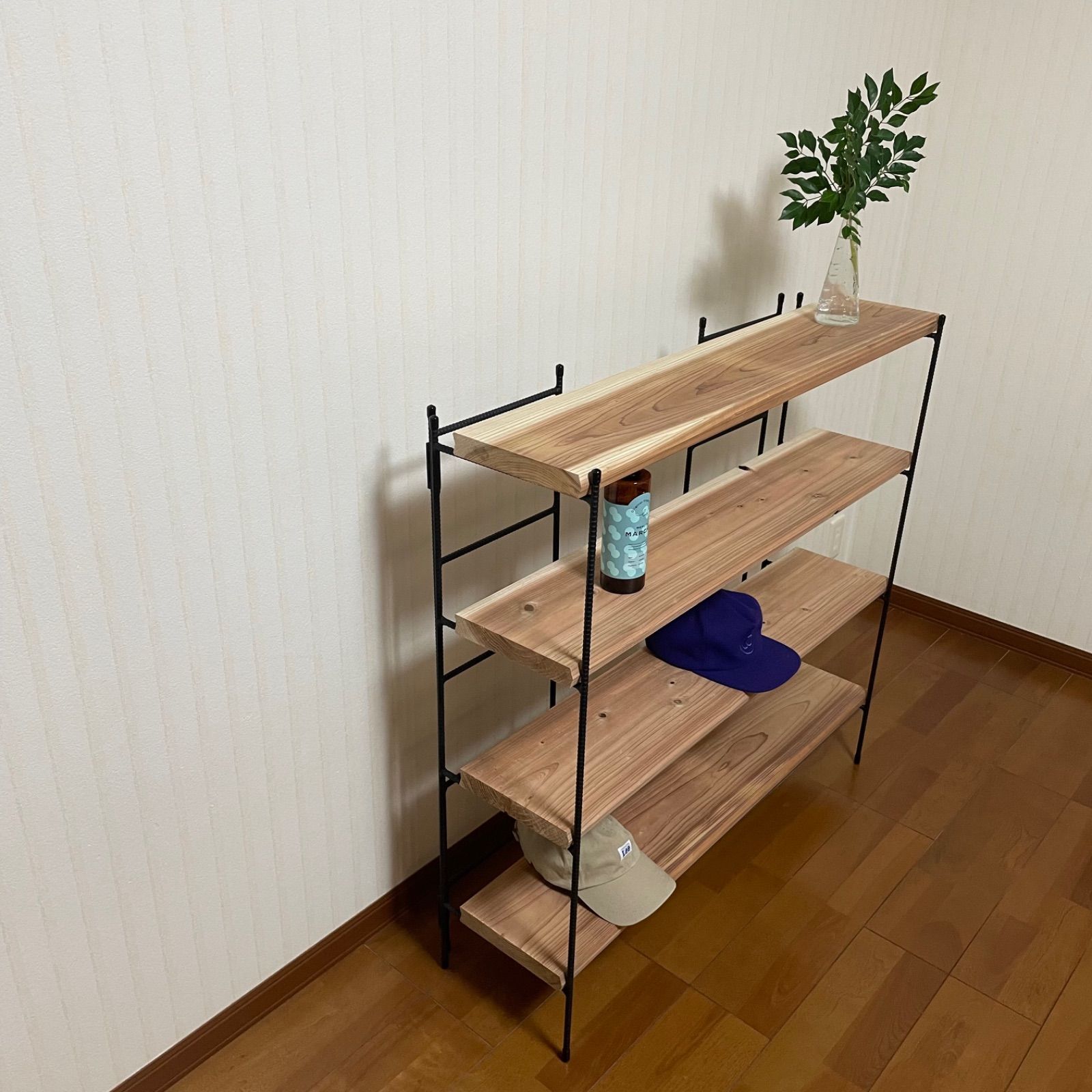 新商品‼️手作りアイアン家具 折り畳みラック 西海岸インテリア 4段