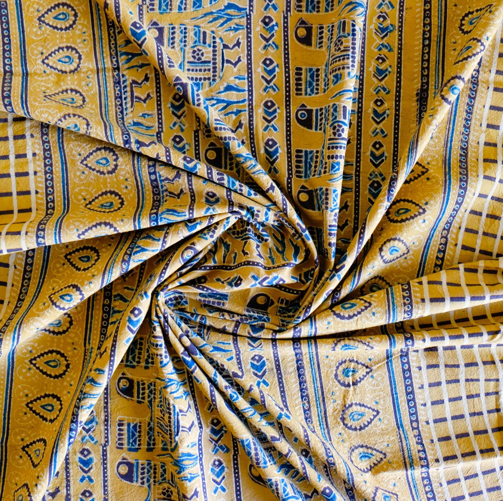 マルチクロス 約145×224cm インド綿 ブロックプリント アジュラック