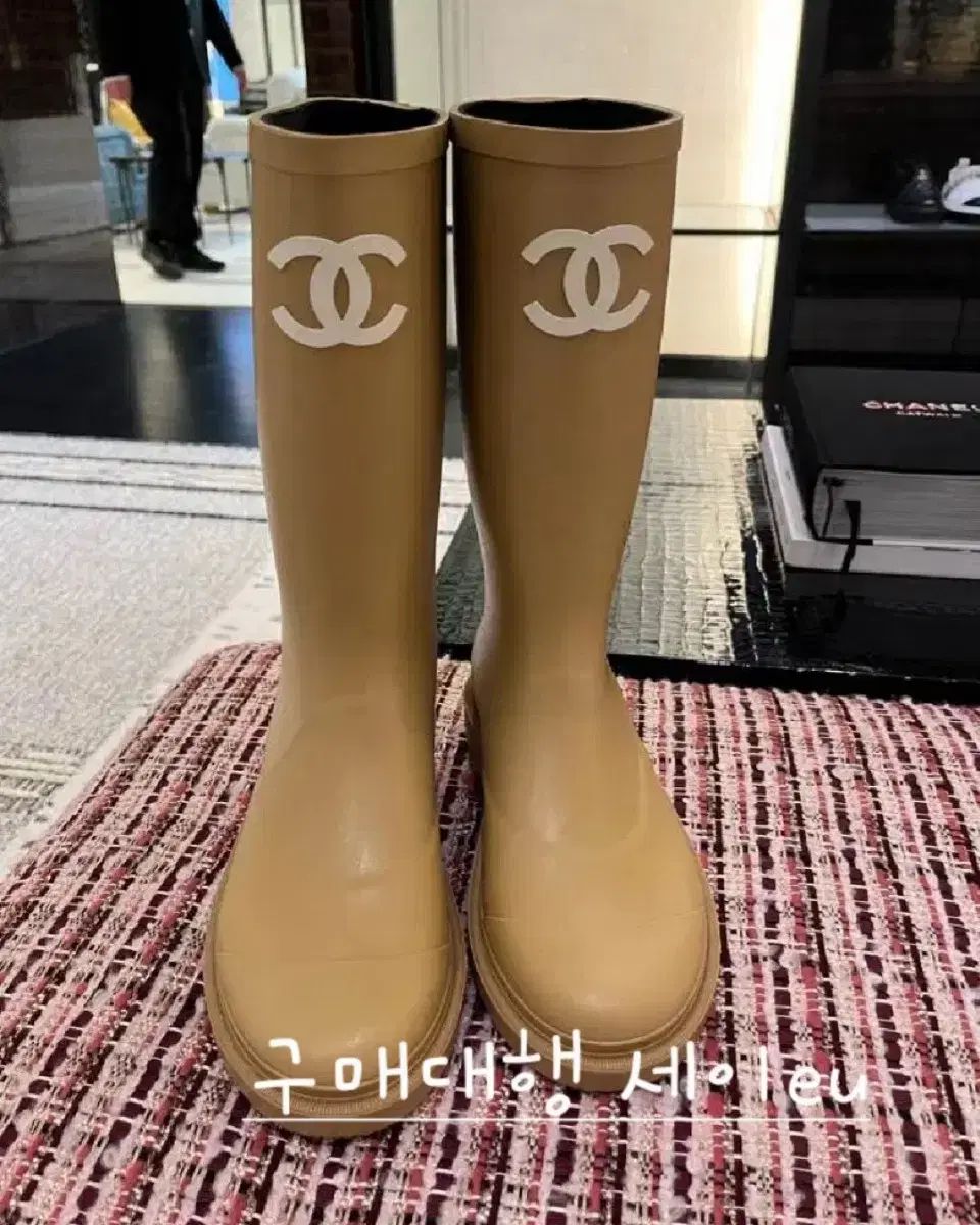 【ベージュ在庫あり】CHANEL ラバー ロングレインブーツ ユニセックス ベージュ系 CHANEL(シャネル) レインブーツ