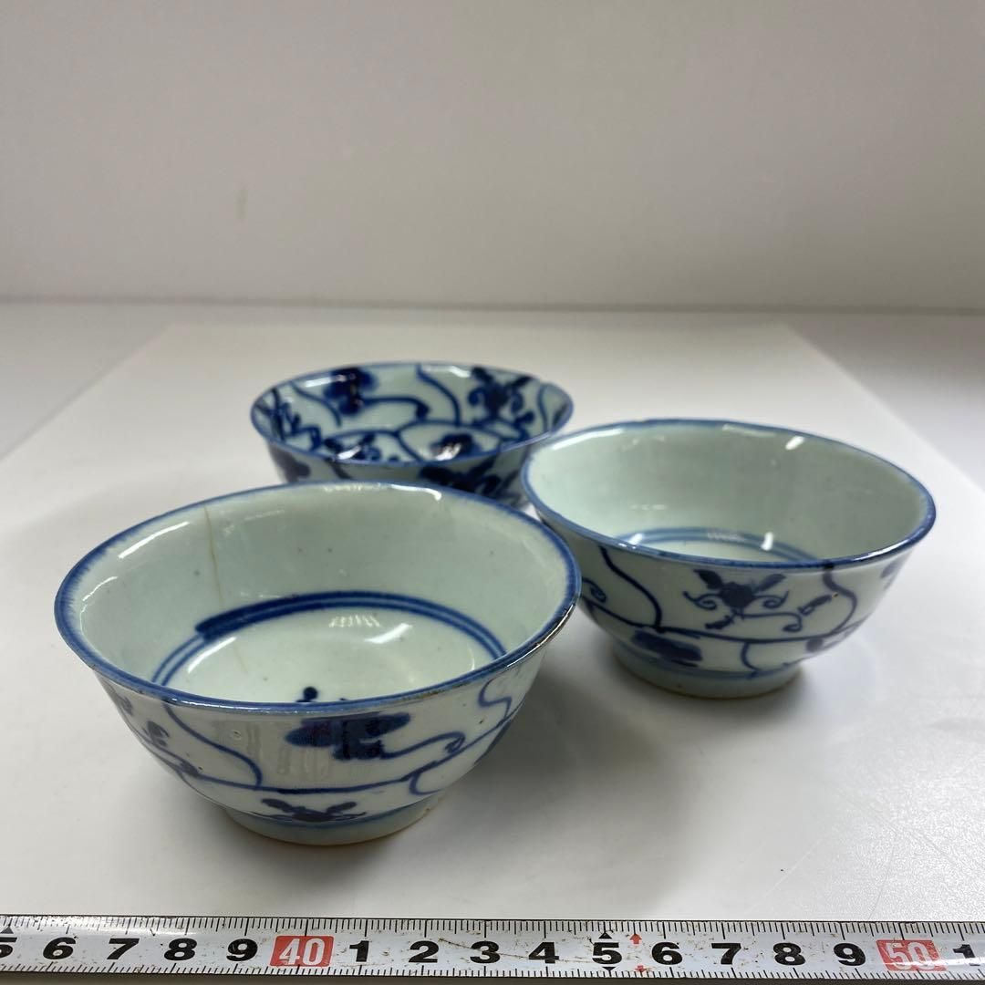 中国清時代 青花碗3客 東Y6-1001② タコチ - メルカリ