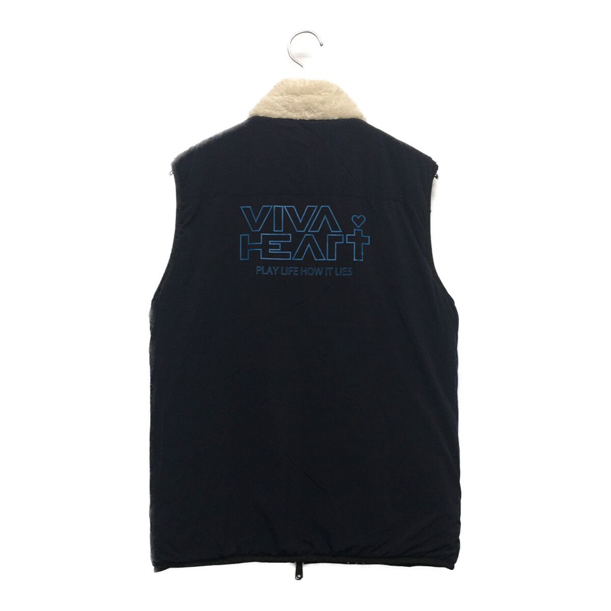 VIVA HEART - coco 中古 ビバハート VIVA HEART メンズ ベスト 50(L) 白×紺 ホワイト リバーシブル ボア 中綿入り ダブルジップ 中古 メンズ ビバハート VIVA HEART ベスト 50(L) 白×紺