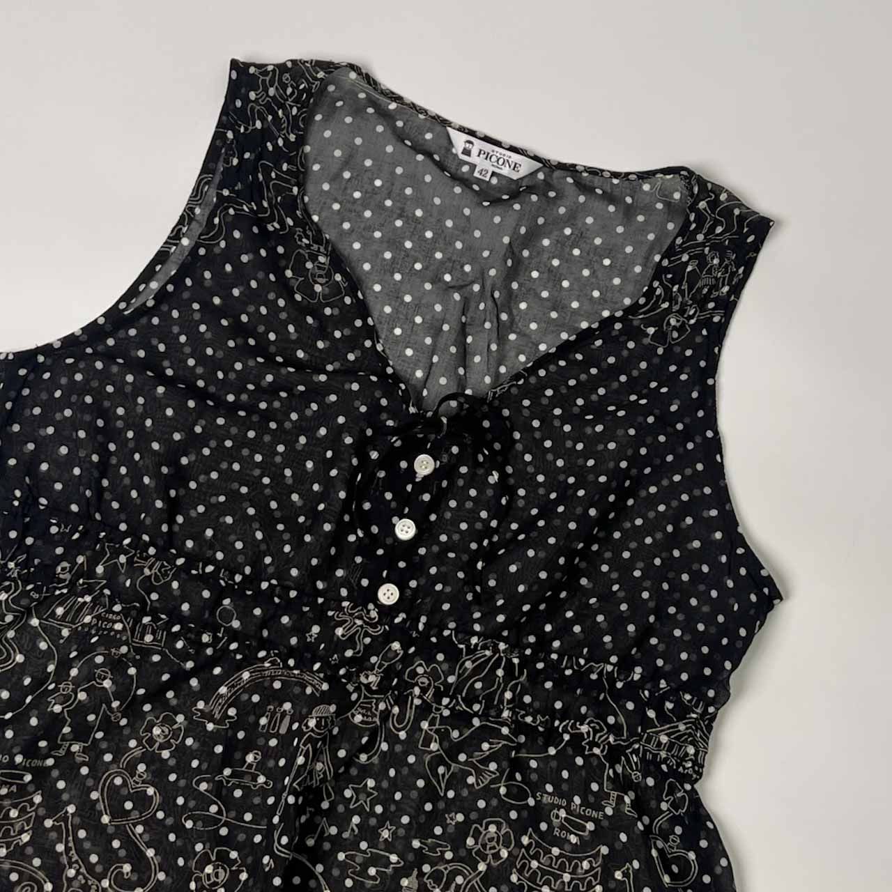 STUDIO PICONE ROMA ピッコーネ ドット ノースリーブ シースルーシャツ 