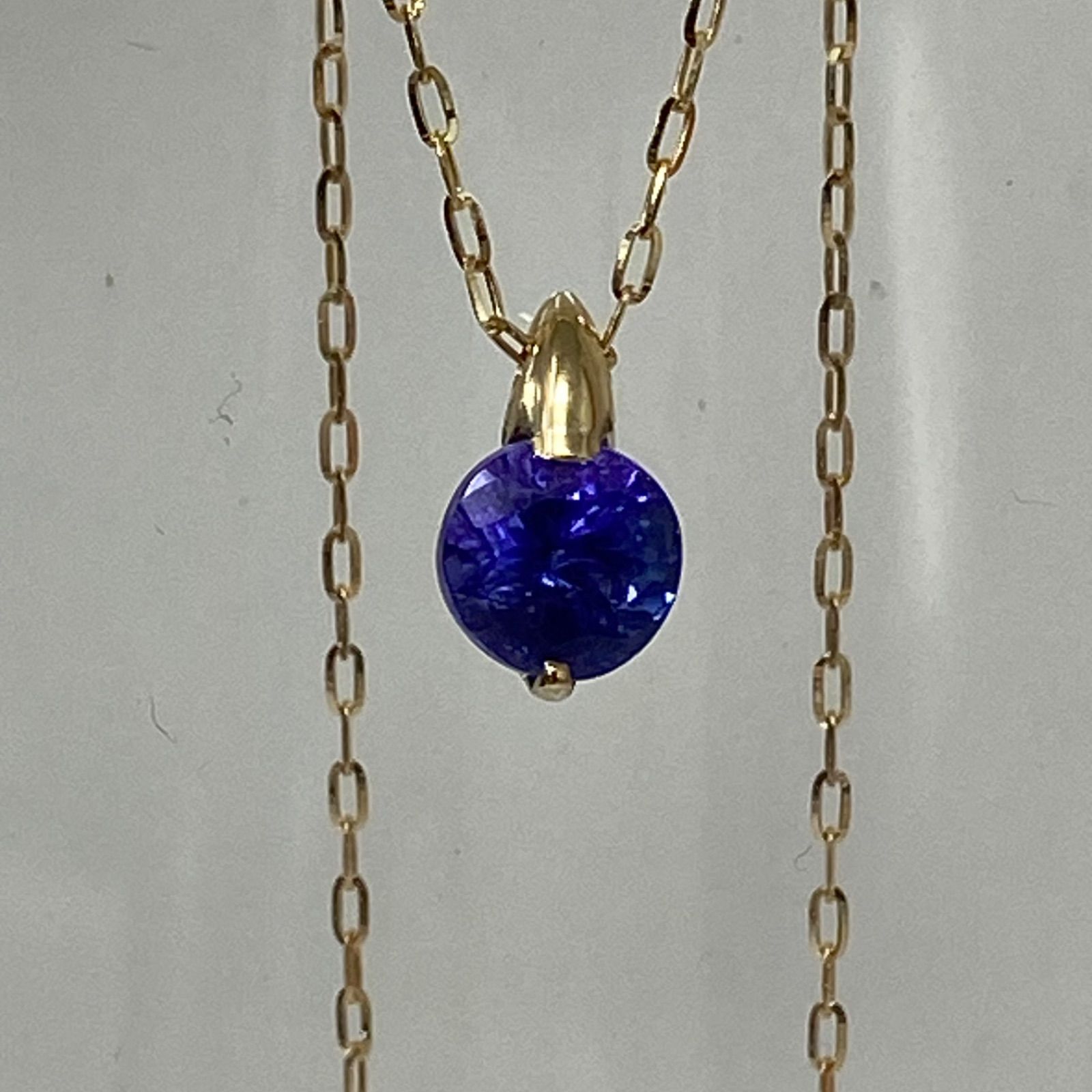 k18YG AU750 18金 天然タンザナイト 1.12ct ペンダントネックレス ...