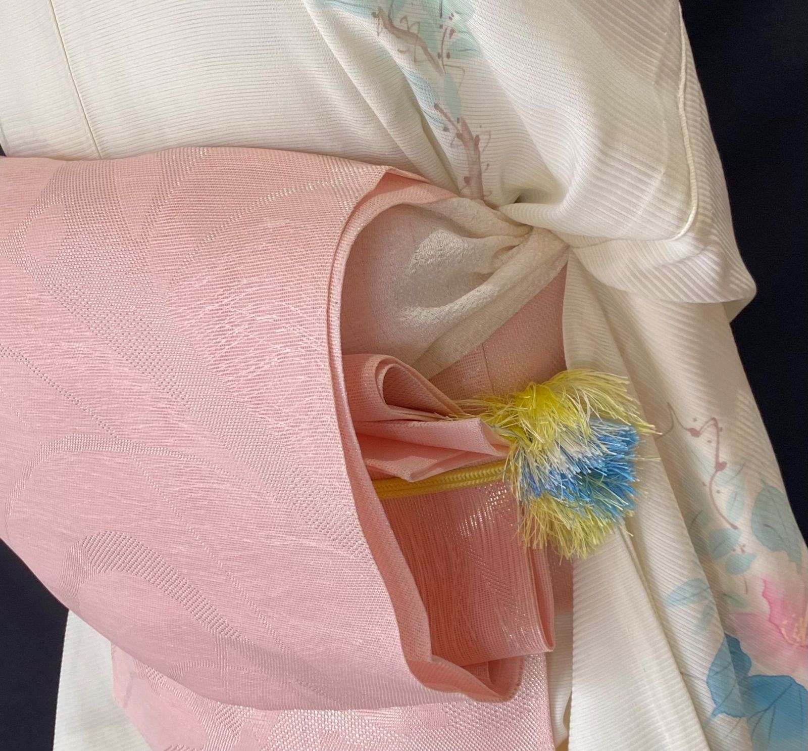 桜色の紗の袋帯〉織り出し 軽い 夏帯 ピンク-