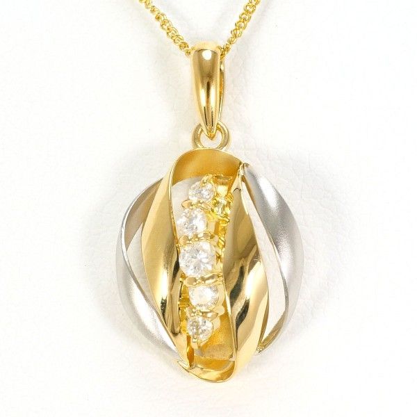 PT850 K18YG ネックレス NECKLACE ダイヤ 0.14 総重量約2.2g 約40cm