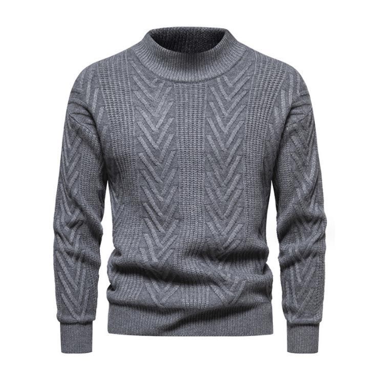 ニットセーター メンズ ウール100% モックネック 長袖 ニット