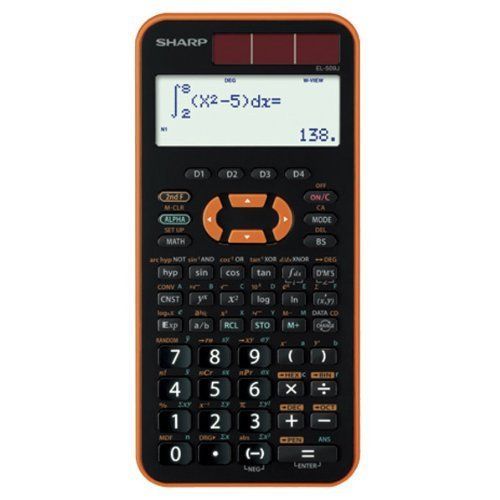 【】「非常に良い」SHARP スタンダード関数電卓 ピタゴラス 384関数 オレンジ系 EL-509J-DX