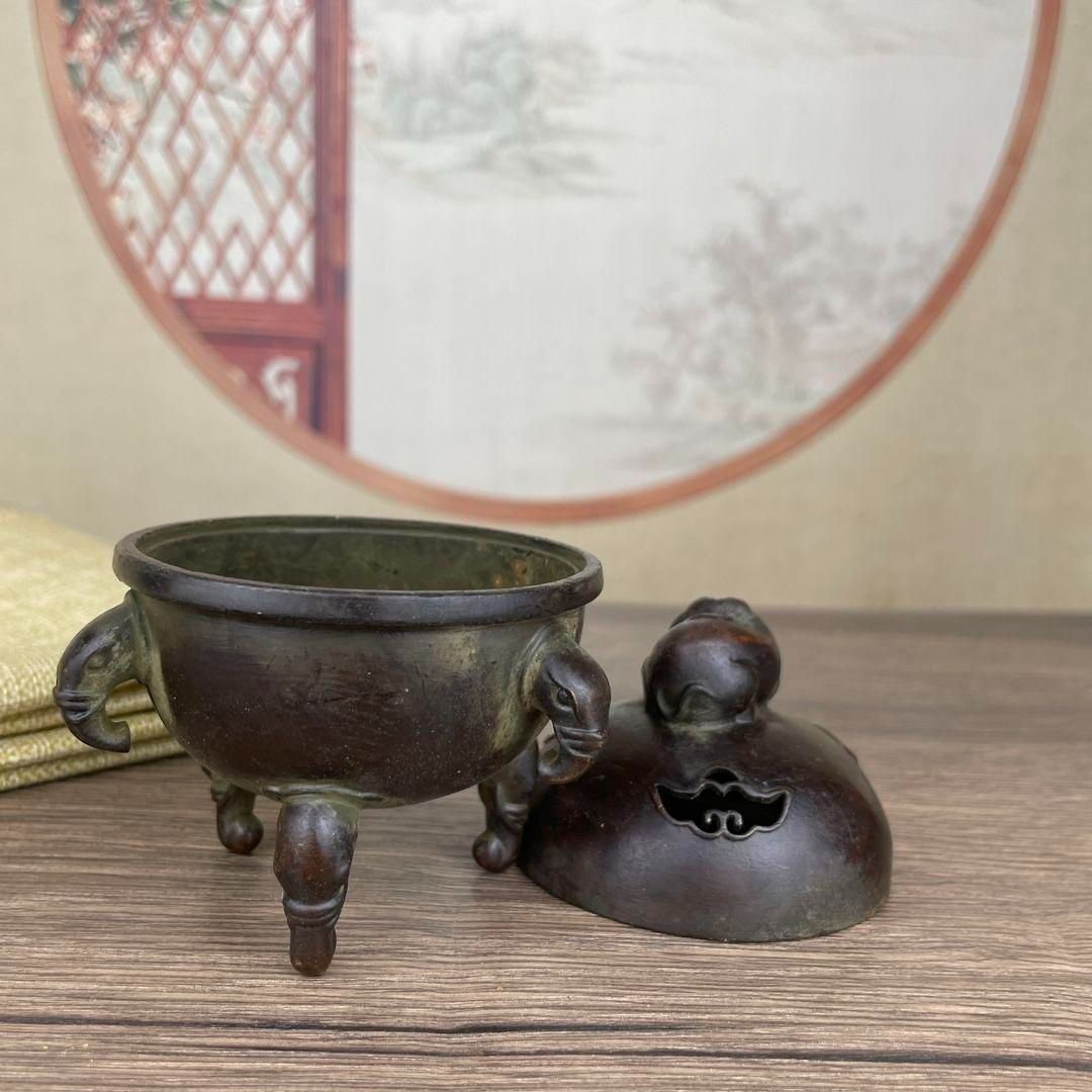 銅製 香炉 象炉 祥雲香炉 茶道香炉 仏檀香炉 香道具 工芸品 置物