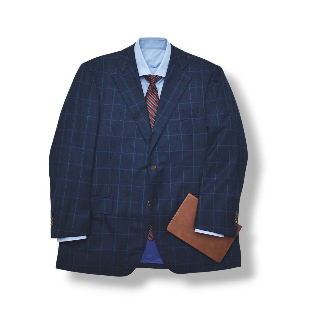 【美品】極上リネン麻 スーツセレクト ペンチェック柄 セットアップスーツ　M 極上リネン麻 スーツセレクト ペンチェック柄 セットアップスーツ M