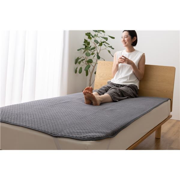敷きパッド 寝具 クイーン 約200×140cm チャコールグレー さらっと快適 天然素材 綿 タオルの敷きパッド 中綿レーヨン混