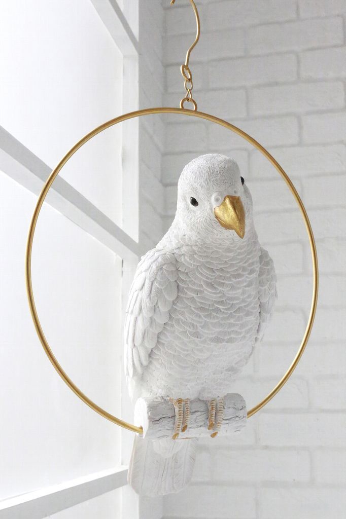 オウム 鳥 ホワイト 白 吊り下げ 吊るす リアル おしゃれ アンティーク かわいい おしゃれ ディスプレイ 飾り 店舗装飾 お店用 オブジェ インテリア雑貨 贈り物 プレゼント ギフト