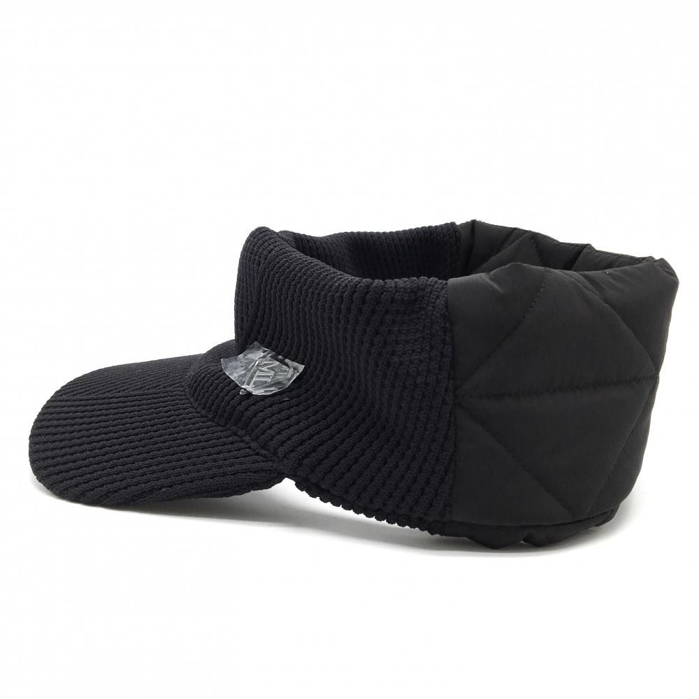 マークアンドロナ ニットサンバイザー 黒 一部中綿 ゴルフウェア モデル MARK&LONA