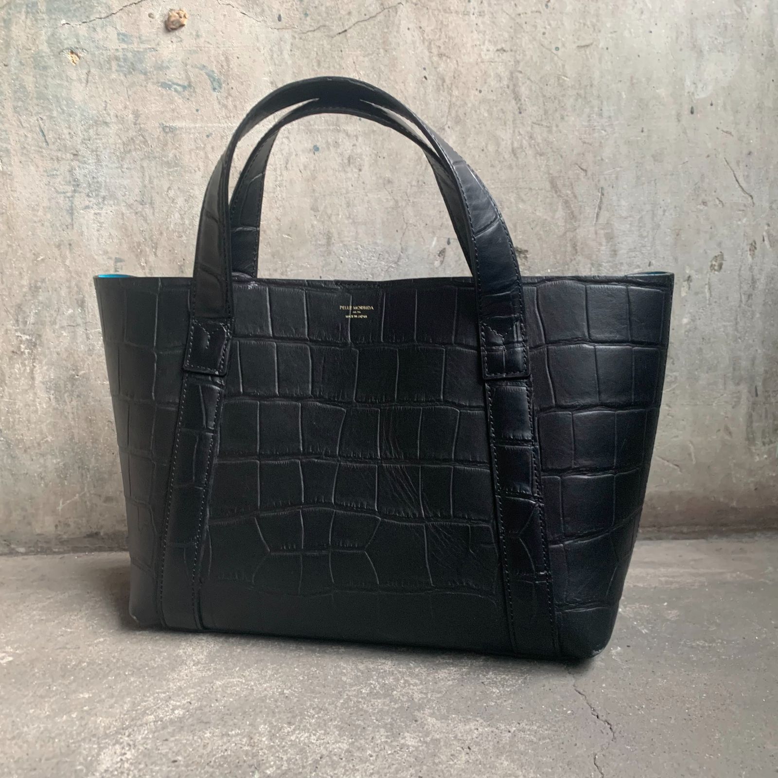 PELLE MORBIDA Tela Marina クロコ型押し ミニトートバッグ ダブル