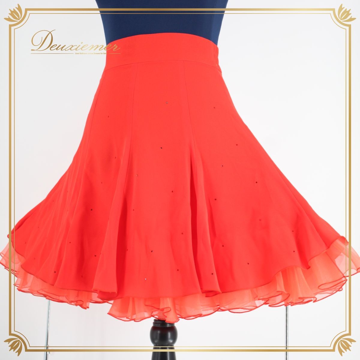新品　社交ダンス　スカート　赤　レッスン　シンプル　パーティ　タンゴ　1117 新品 社交ダンス スカート 赤 レッスン シンプル パーティ タンゴ 1117