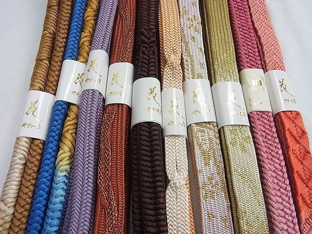 平和屋2□和装小物 帯締め全て未使用10本 花やわらぎ 高麗組 金糸 逸品