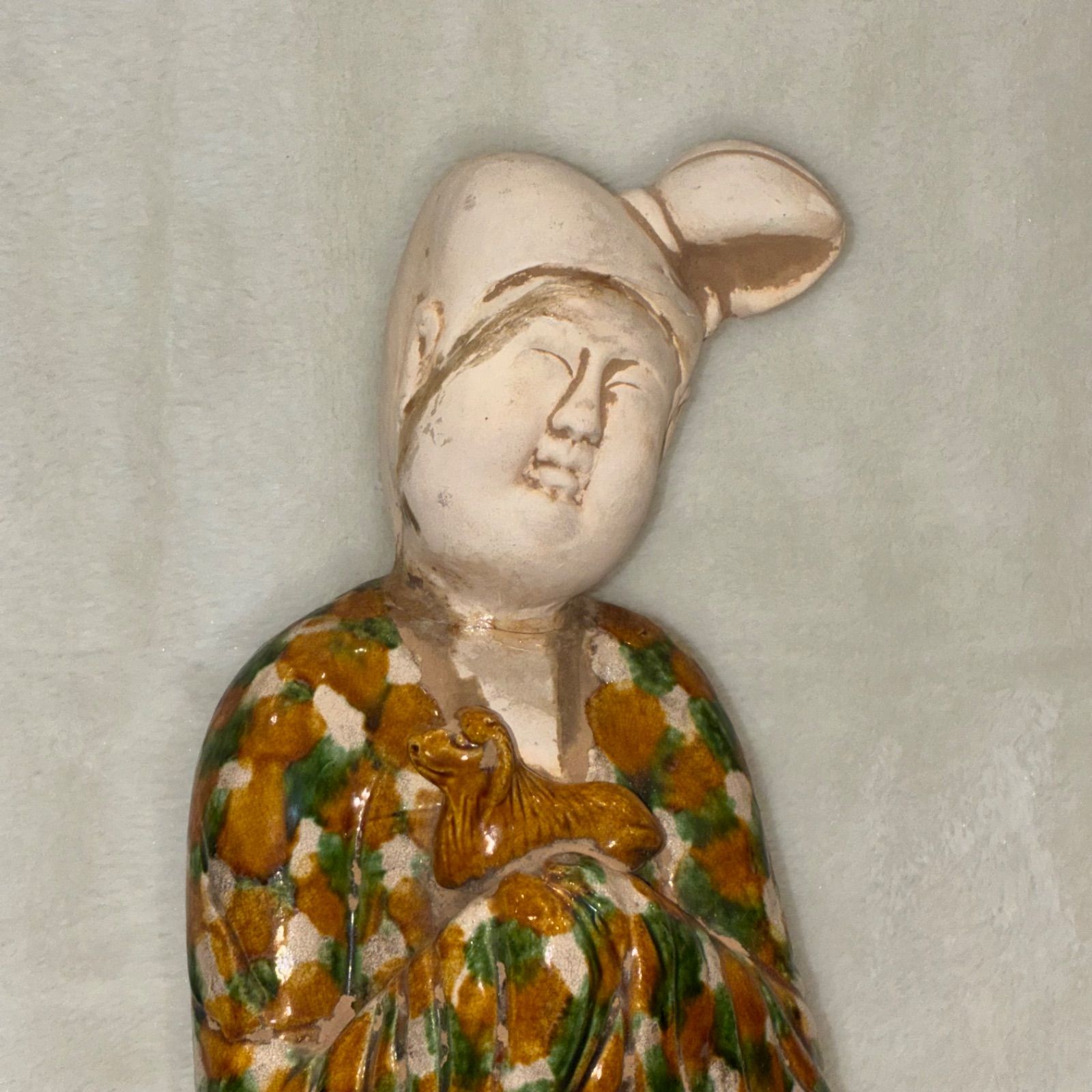 唐物 中国 陶俑 三彩風 彩色陶器 人形 置物 アンティーク