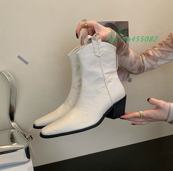  ショートブーツ ウエスタン レディース シンプル 疲れない チャンキーヒール防寒 23.0 靴 ブラウン 秋 春 黒 24.0 ベージュ 太ヒール 22.5 歩きやすい 23.5 pai 5 a 455082 長靴 レインブーツ 長靴 レインシューズ