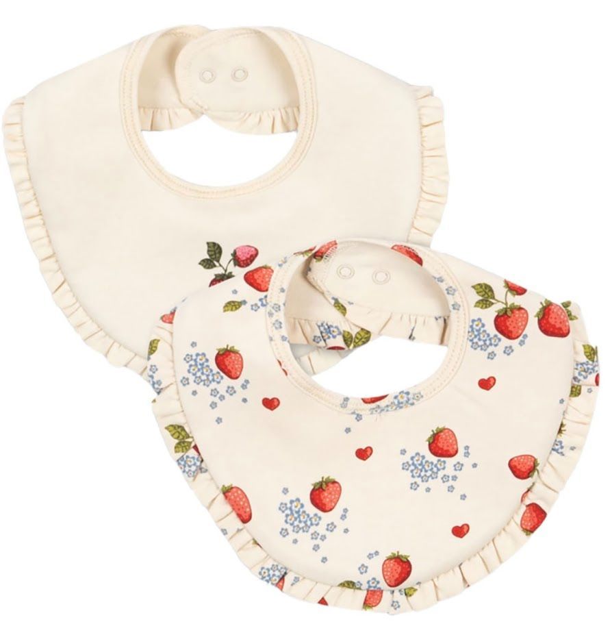 2カラー　konges sloejd Konges Sløjd BASIC 2 PACK FRILL BIB　コンゲススロイド　フリルビブ　スタイセット　北欧ブランド　輸入子供服　オーガニックコットン　いちご