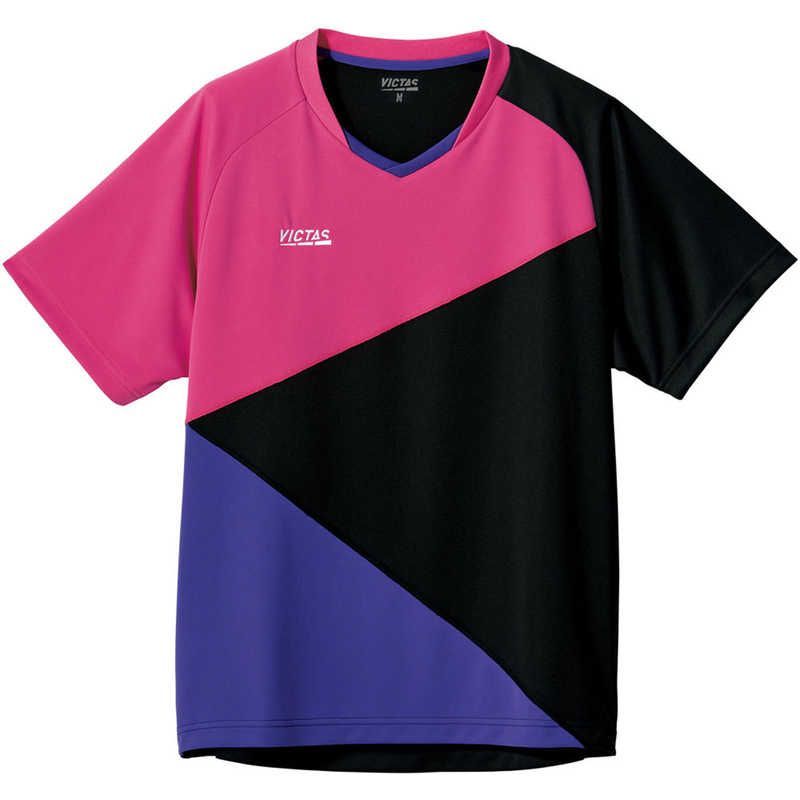 【 新品 未開封 】 VICTAS 男女兼用 ユニセックス カラー ブロック ゲームシャツ(COLOR BLOCK GS)(Sサイズ/) ホットピンク×ブラック 612103 未使用 送料無料