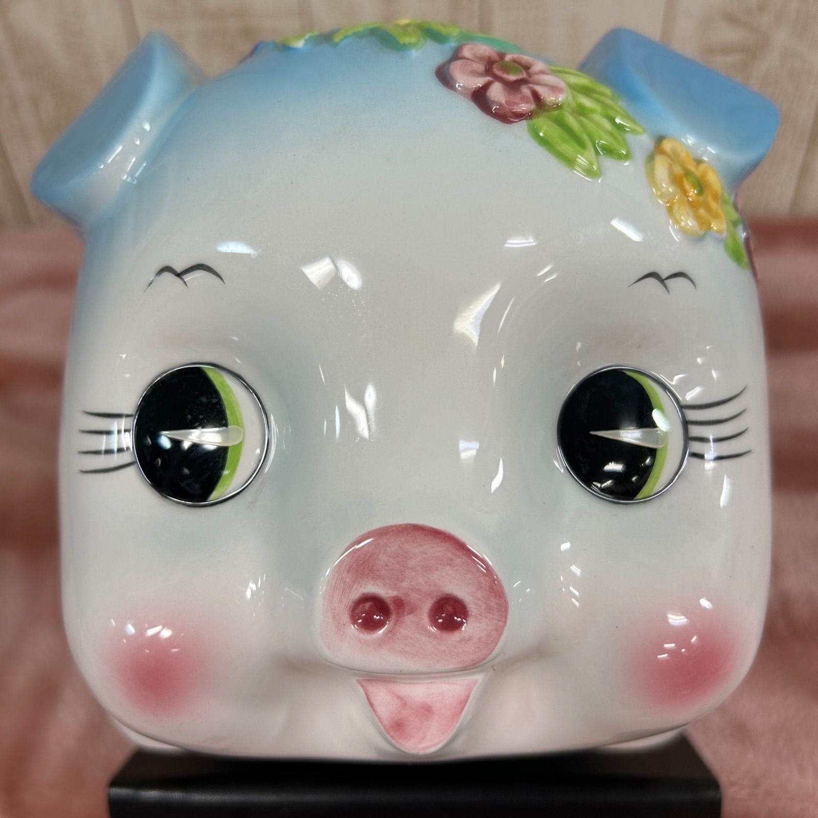 加藤工芸 豚の貯金箱 陶器製 ピギーバンク 水色 希少 - メルカリ